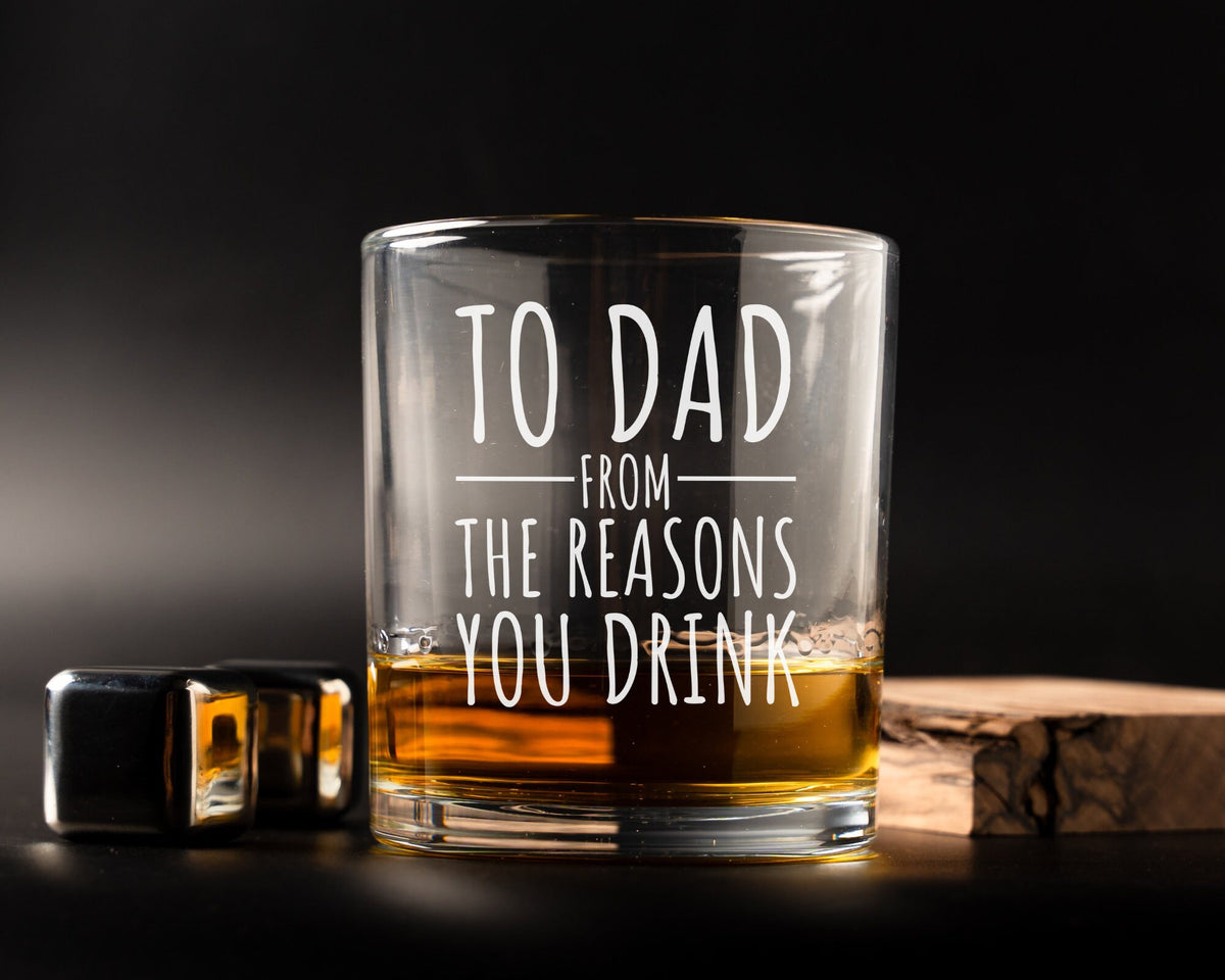 Personalized Dad's Reasons To Drink Whiskey Glass for Dad Gifts Dad Birthday Gifts for Dad Father's Day Gift from Daughter, Kids, Son