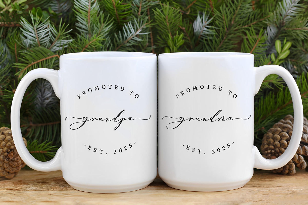 Pregnancy Announcement to Grandparents Mug, Promoted to Grandma Mug, Promoted to Grandpa Gift, Pregnancy Reveal to Grandparents