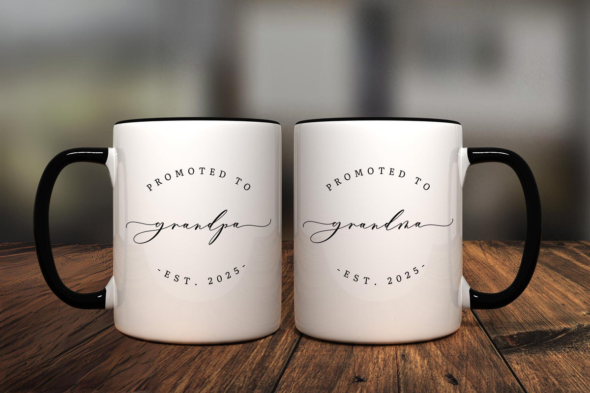 Pregnancy Announcement to Grandparents Mug, Promoted to Grandma Mug, Promoted to Grandpa Gift, Pregnancy Reveal to Grandparents