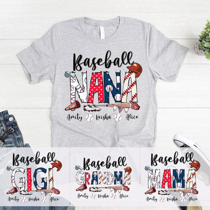 Personalized Baseball Grandma T-Shirt, Baseball Mom Shirt, Baseball Nana Shirts, Custom Kid's Name Sweatshirt, Sport Gift for Grandma, Mom
