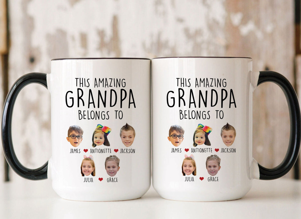 Custom Grandpa Grandma Gift, Custom Baby Face Mug, This Amazing Grandpa Belongs To Mug,Grandpa Birthday Mug,Personalized Grandkids Photo Mug