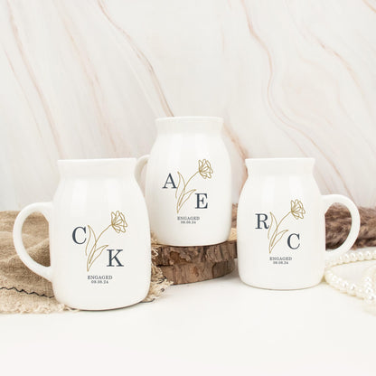 Custom Engaged Gifts , Engaged Flower Vase, Engagement Gifts, Couples Gifts, Wedding Gifts, Personalized Gifts for Newlywed