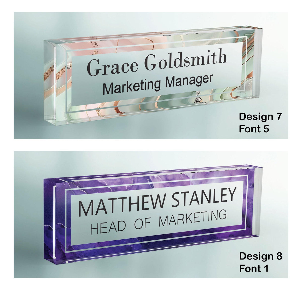 CUSTOM Name Desk Plate, Personalised Name Sign Plaque for Office Decor, Clear Acrylic Block, Coworker Teacher New Job PHD Secret Santa Gift