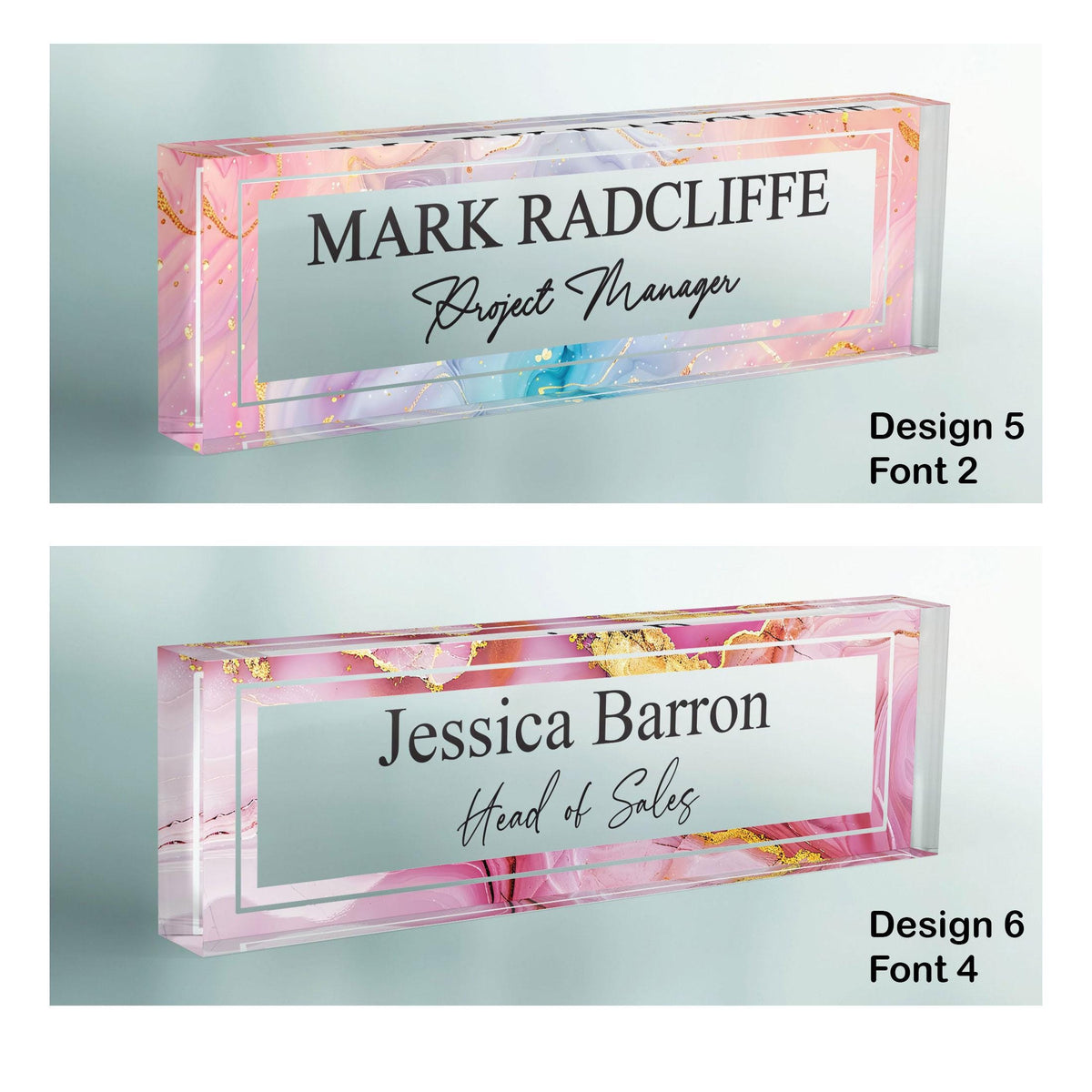 CUSTOM Name Desk Plate, Personalised Name Sign Plaque for Office Decor, Clear Acrylic Block, Coworker Teacher New Job PHD Secret Santa Gift