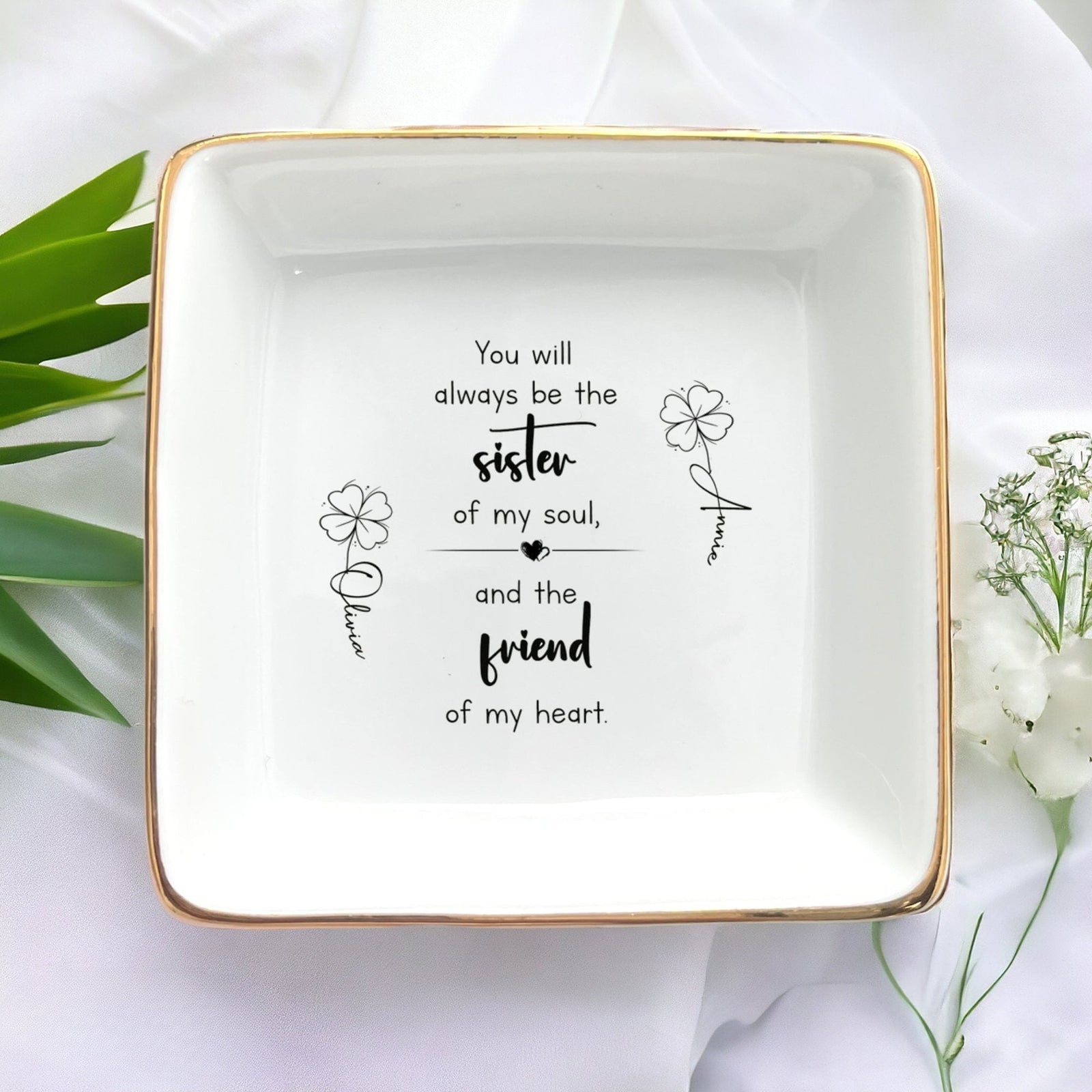 You Will Always Be The Sister Of My Soul-Personalized Ring Dish For Soul Sister Friend-Sisters Jewelry Holder-Friendship Gifts For Sisters