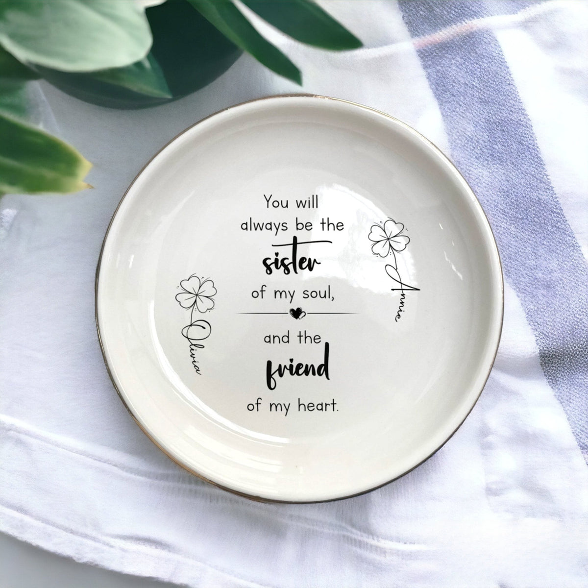 You Will Always Be The Sister Of My Soul-Personalized Ring Dish For Soul Sister Friend-Sisters Jewelry Holder-Friendship Gifts For Sisters