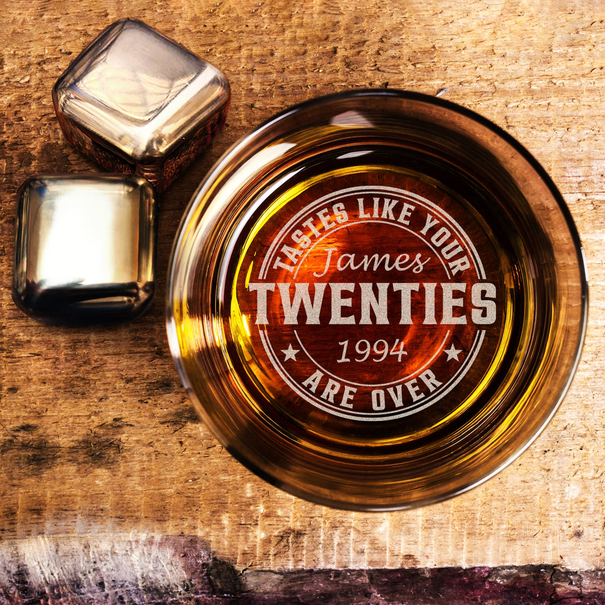 Personalized 30th Birthday Whiskey Glass - Engraved Unique Birthday Gifts On Rock Glass for Him