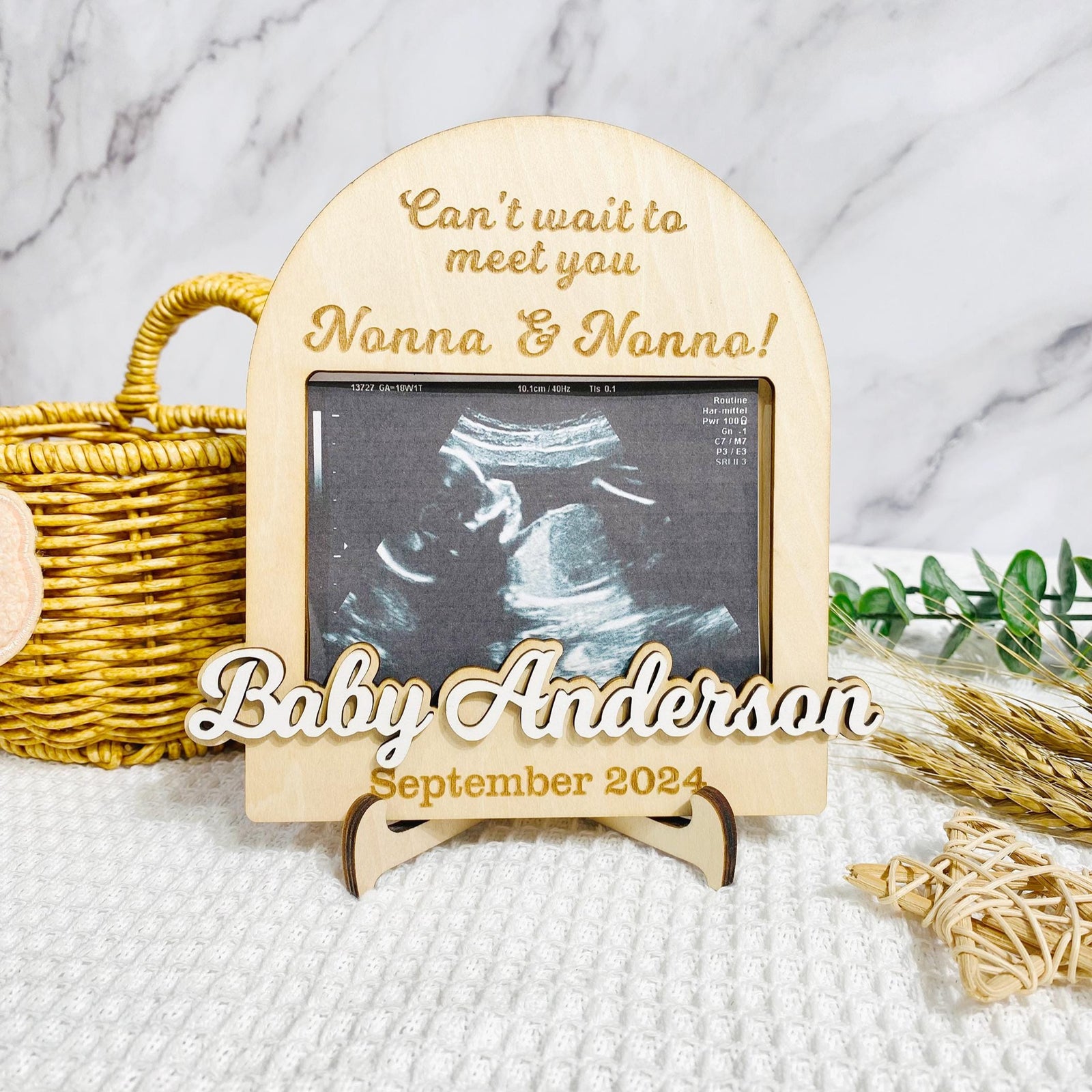 Personalized Ultrasound Picture Frame, Pregnancy Announcement Photo Prop, Maternity Photo Frame Keepsake, Photo Gift for Grandparent