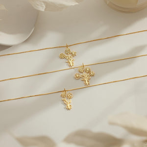 Custom Multiple Birthflower Necklace, Floral Bouquet Necklace, Family Member Necklace for Mom, Birthday Gift for Her, Mother's Day Gift