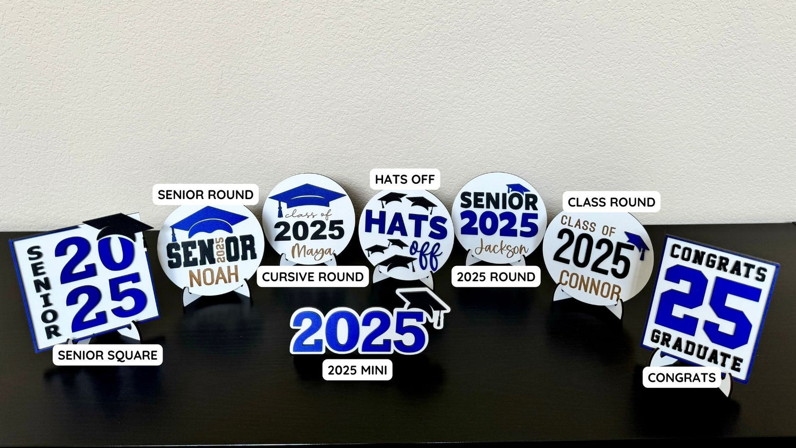 Class of 2025 Graduation Decor, Personalized Graduation Centerpiece, Senior Party Wood Sign, Gift Table decoration in School Colors