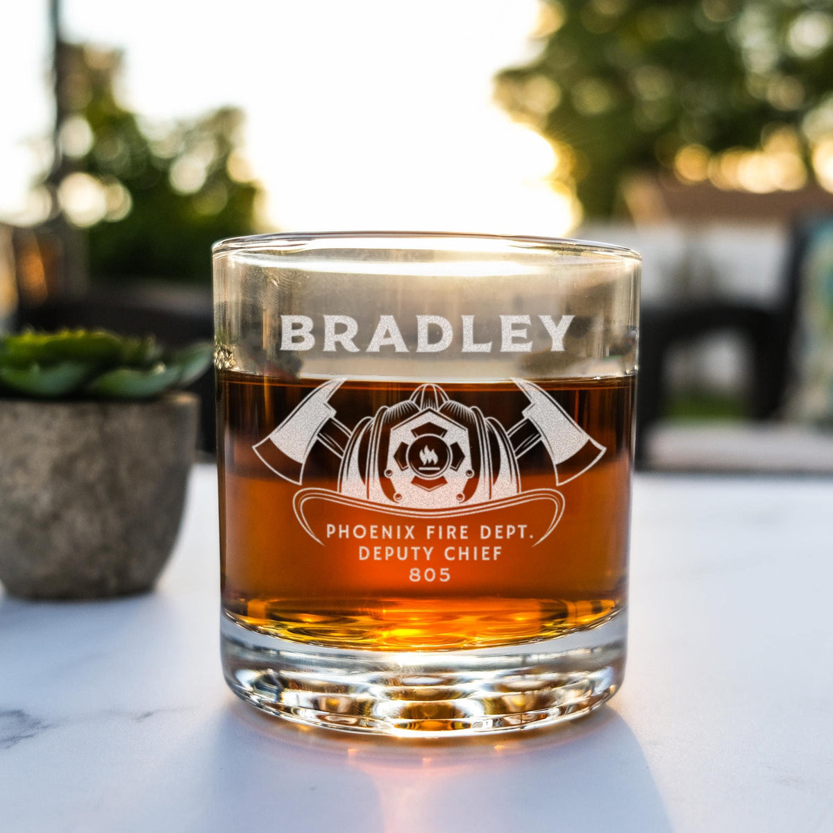 Personalized Firefighter Whiskey Glass | Custom Fireman Gift | Fireman Cocktail Glass | Firefighter Retirement Gift