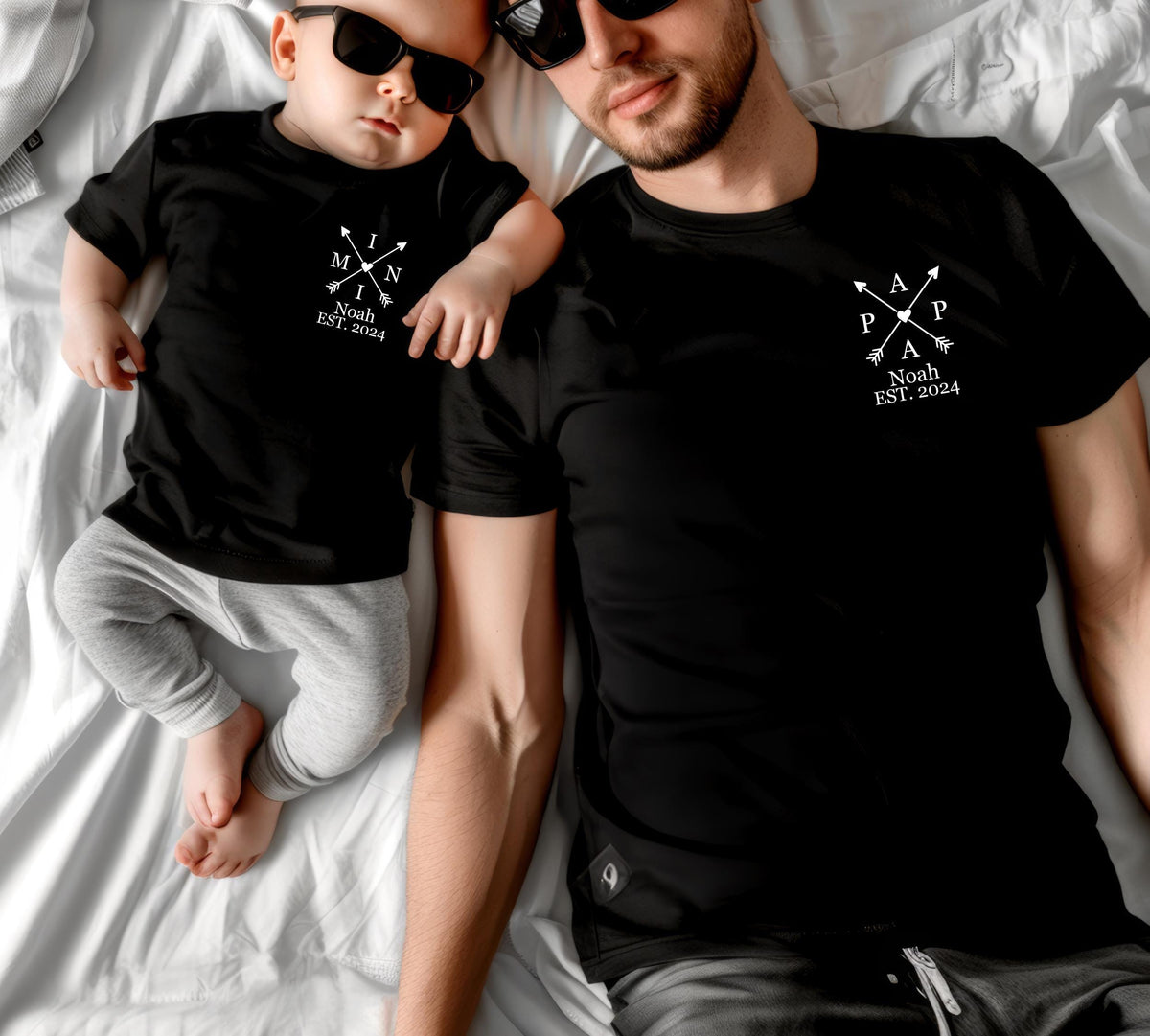 Daddy and me outfit. Matching personalized dad t-shirt and baby bodysuit. Gift for Father's Day. Dad child matching set. Family outfit.