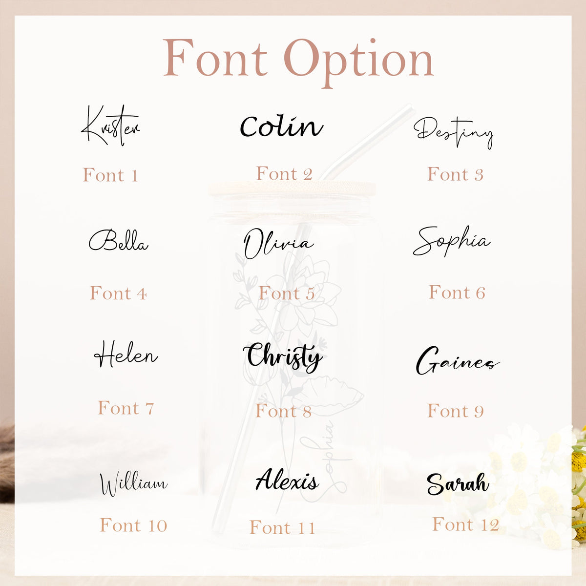 Personalized Birth Flower Tumbler, Custom Sister Gifts For Birthday, Bridesmaid Proposal Gift, Graduation Gift, Custom Glass Coffee Cup