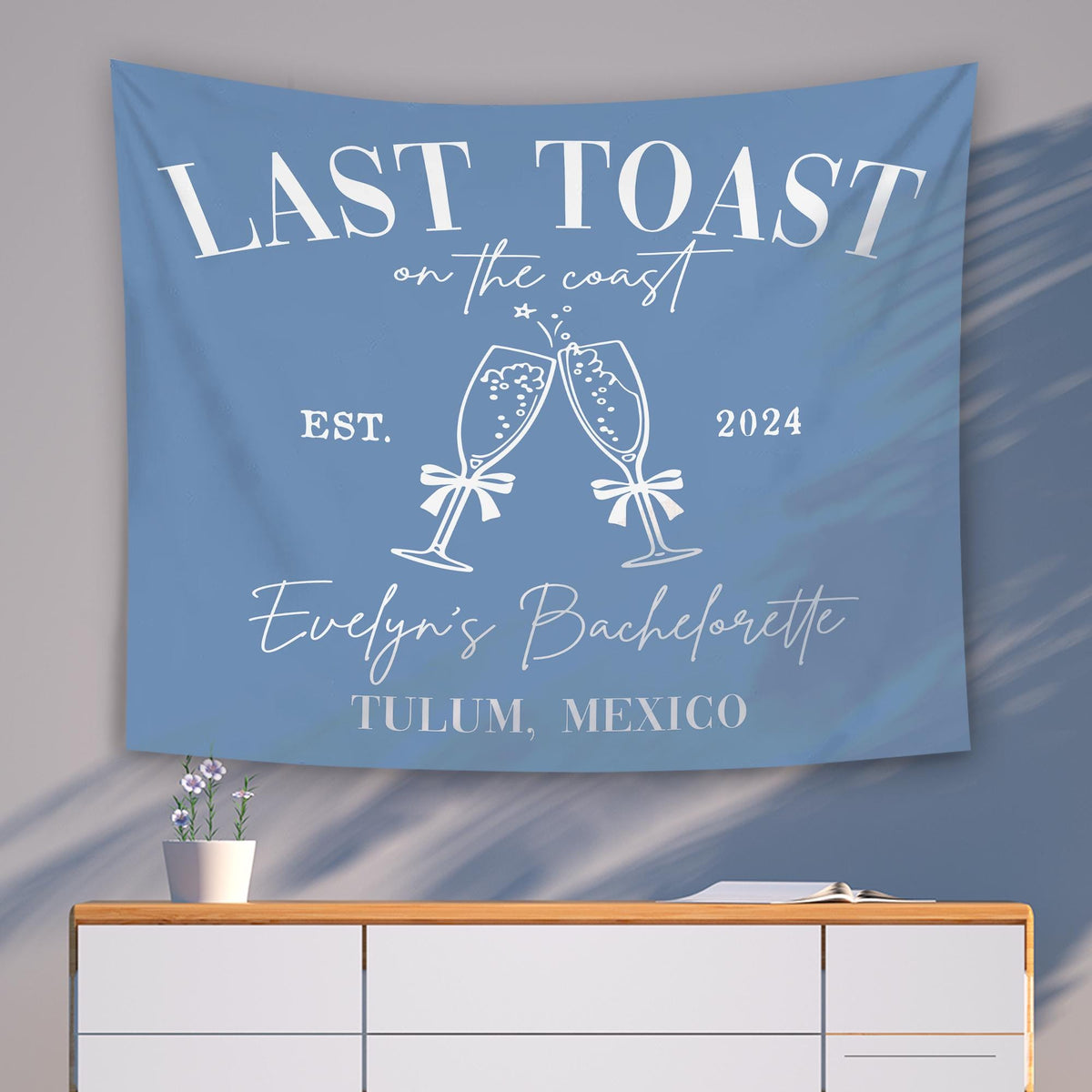 Custom Bachelorette Party Tapestry,Beach Bachelorette Photo Backdrop,Bachelorette Banner,Coastal Bachelorette Party Decor,Toast on the Coast