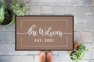 Custom Door Mat with Family Name Housewarming Gift Custom Outdoor Doormat Gift for Grandparents Personalized Outdoor Welcome Mat Decor