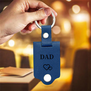 Personalized Mens Leather Keychain with Photo,Metal Tag Photo Keychain,Engraved key chain,Anniversary Gifts for Him,Father's Day Gifts