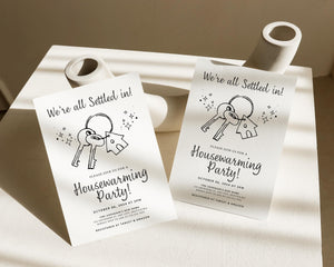 Housewarming Party Invitation, Modern Housewarming Party Invite, Minimalist, We're All Settled In Invitation, Moving Announcement