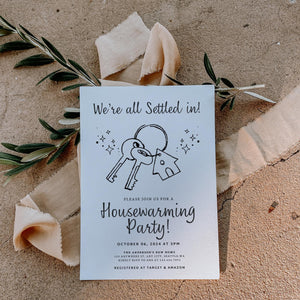 Housewarming Party Invitation, Modern Housewarming Party Invite, Minimalist, We're All Settled In Invitation, Moving Announcement