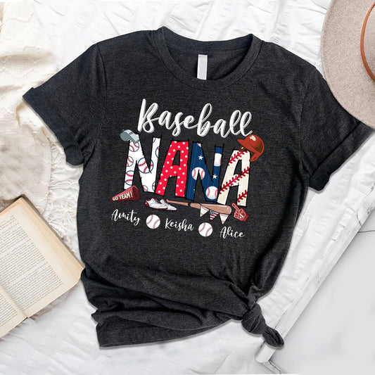 Personalized Baseball Grandma T-Shirt, Baseball Mom Shirt, Baseball Nana Shirts, Custom Kid's Name Sweatshirt, Sport Gift for Grandma, Mom