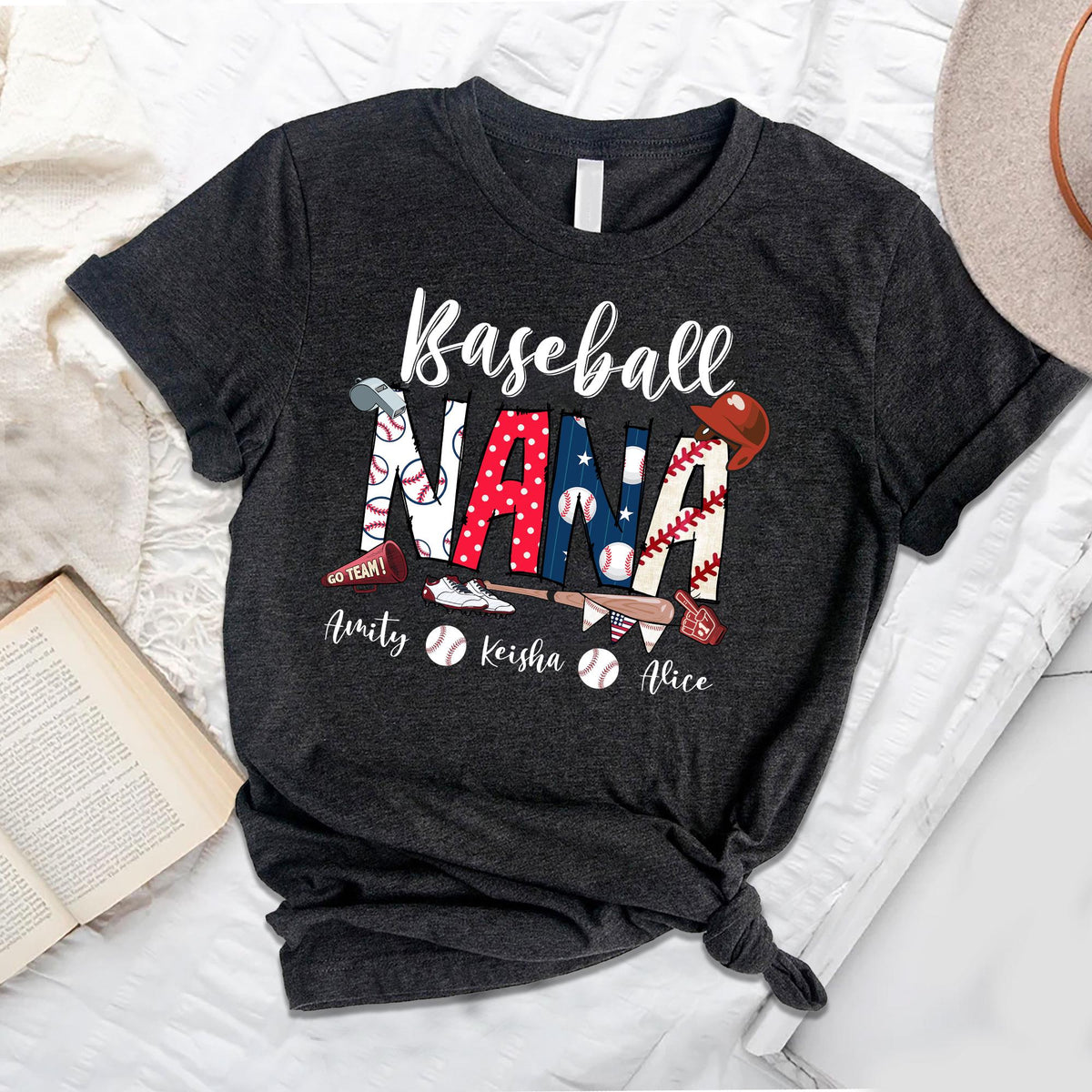 Personalized Baseball Grandma T-Shirt, Baseball Mom Shirt, Baseball Nana Shirts, Custom Kid's Name Sweatshirt, Sport Gift for Grandma, Mom