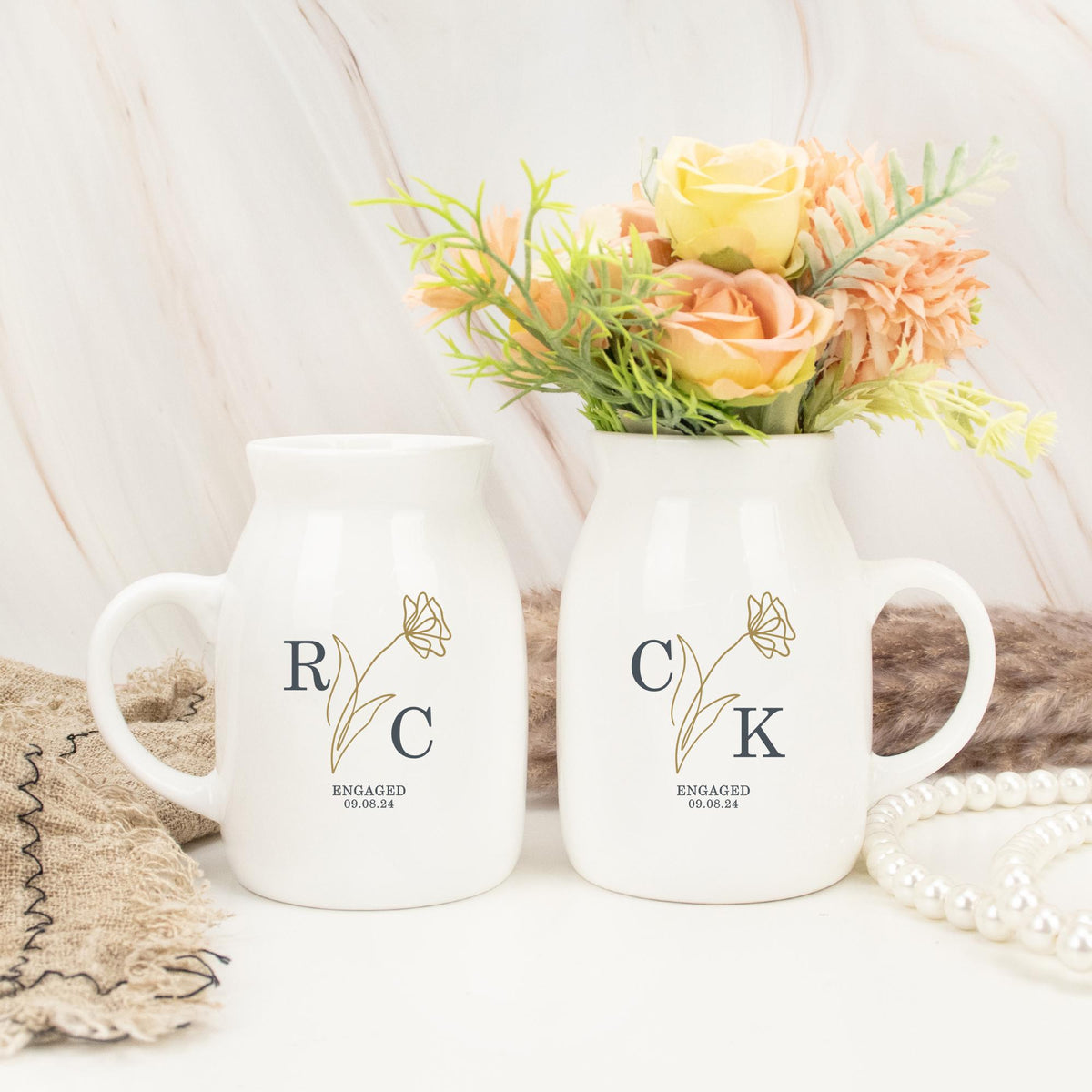 Custom Engaged Gifts , Engaged Flower Vase, Engagement Gifts, Couples Gifts, Wedding Gifts, Personalized Gifts for Newlywed