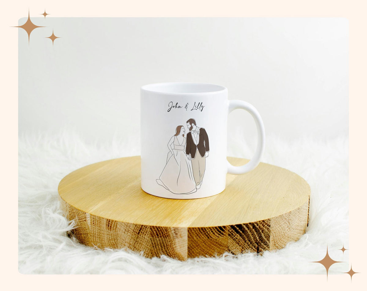 Unique Custom Mug with Your Photo - Hand-Drawn Line Art Design