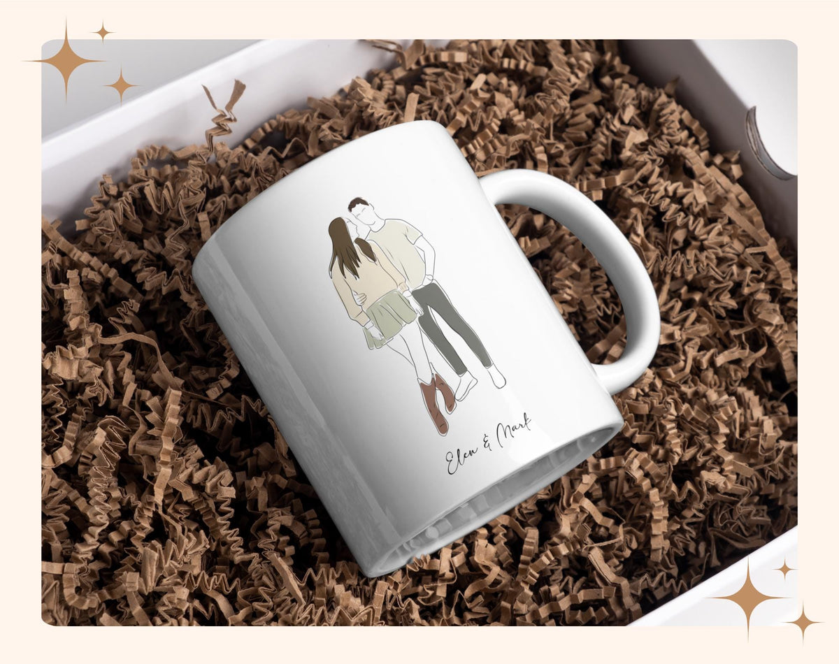 Unique Custom Mug with Your Photo - Hand-Drawn Line Art Design