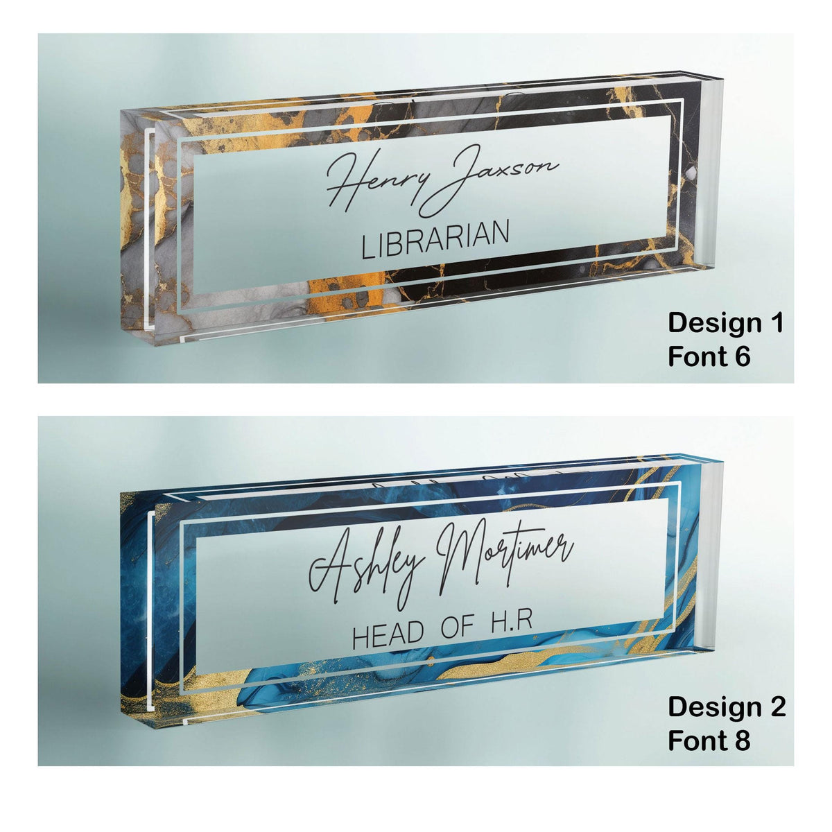 CUSTOM Name Desk Plate, Personalised Name Sign Plaque for Office Decor, Clear Acrylic Block, Coworker Teacher New Job PHD Secret Santa Gift