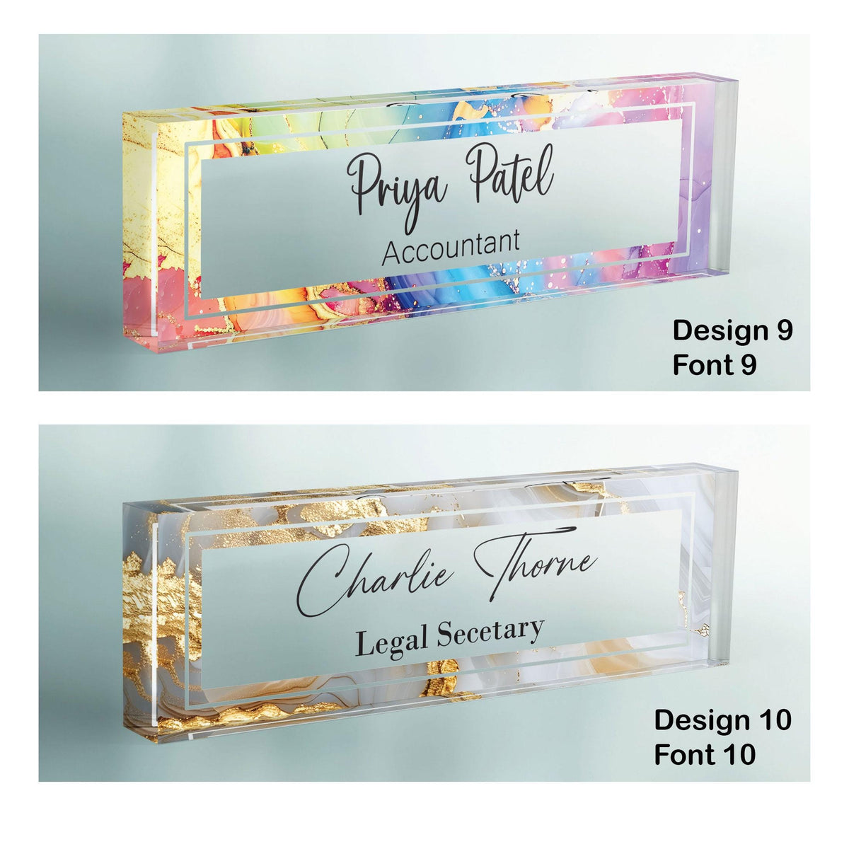 CUSTOM Name Desk Plate, Personalised Name Sign Plaque for Office Decor, Clear Acrylic Block, Coworker Teacher New Job PHD Secret Santa Gift