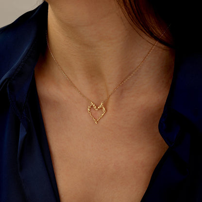 Flaming Heart Necklace | Dainty Heart Pendant | Fire Heart Jewelry | Gift for Her | Love Necklace | Valentine's Day Gift