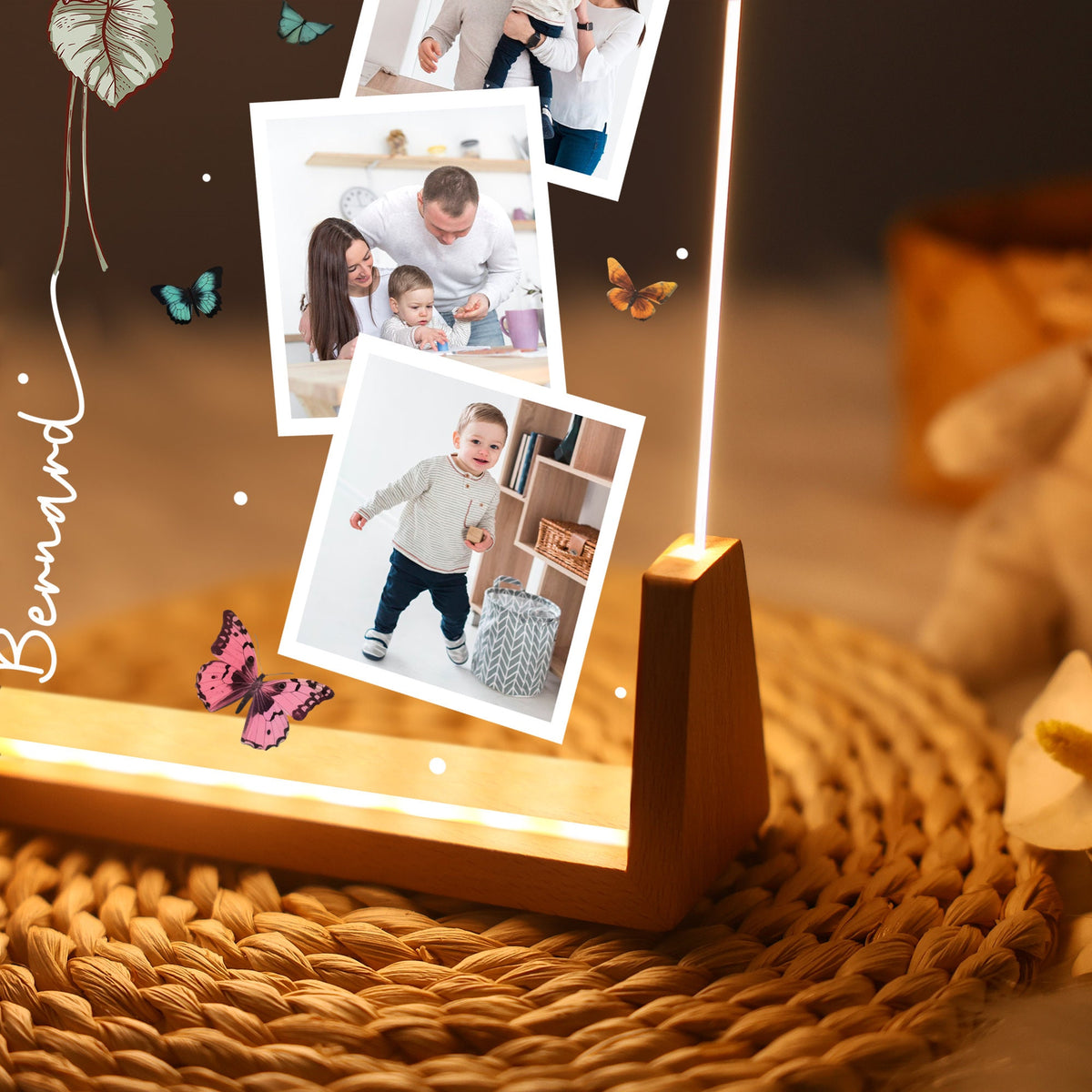 Personalized Photo Night Light with Birthflower,Floral LED Lamp,Birthday Gift for Her,Bedroom Decor,Photo Collage Gift,Wedding Anniversary