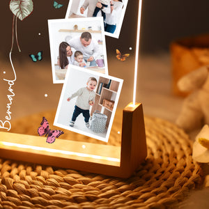 Personalized Photo Night Light with Birthflower,Floral LED Lamp,Birthday Gift for Her,Bedroom Decor,Photo Collage Gift,Wedding Anniversary