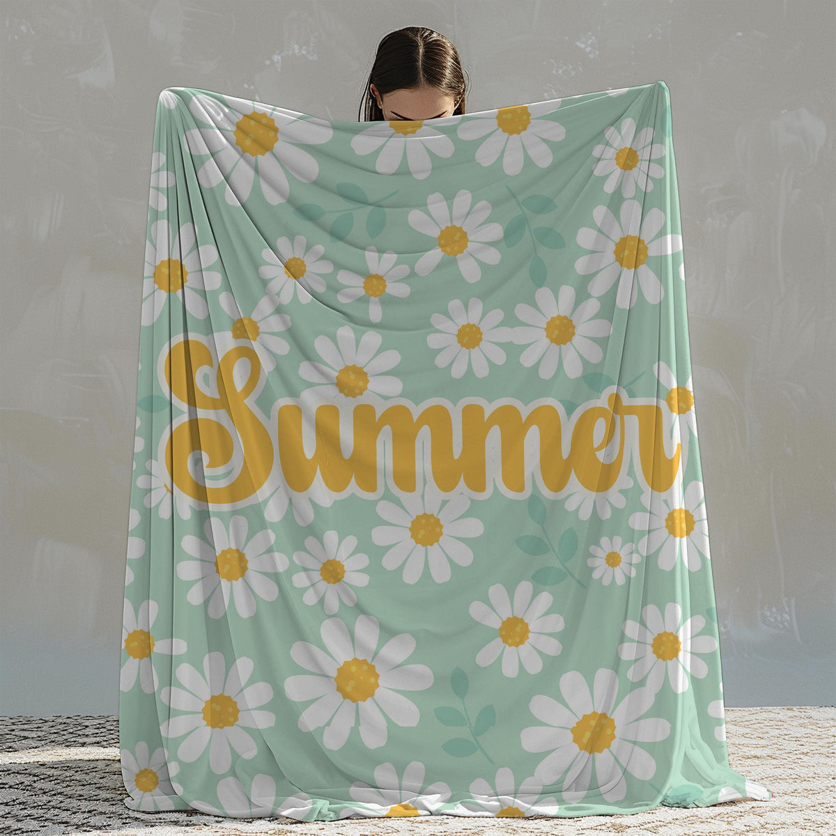 Personalized Custom Kids Flower Retro Blanket with Name Custom Birthday Anniversary Baby Name Blanket Gift Daughter Teen Girl Baby Shower