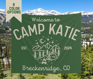 Custom Camp Bachelorette Party Photo Backdrop, Camp Birthday Party Banner, Bachelorette Party Banner, Vintage Camp Sign, Retro Camp Sign