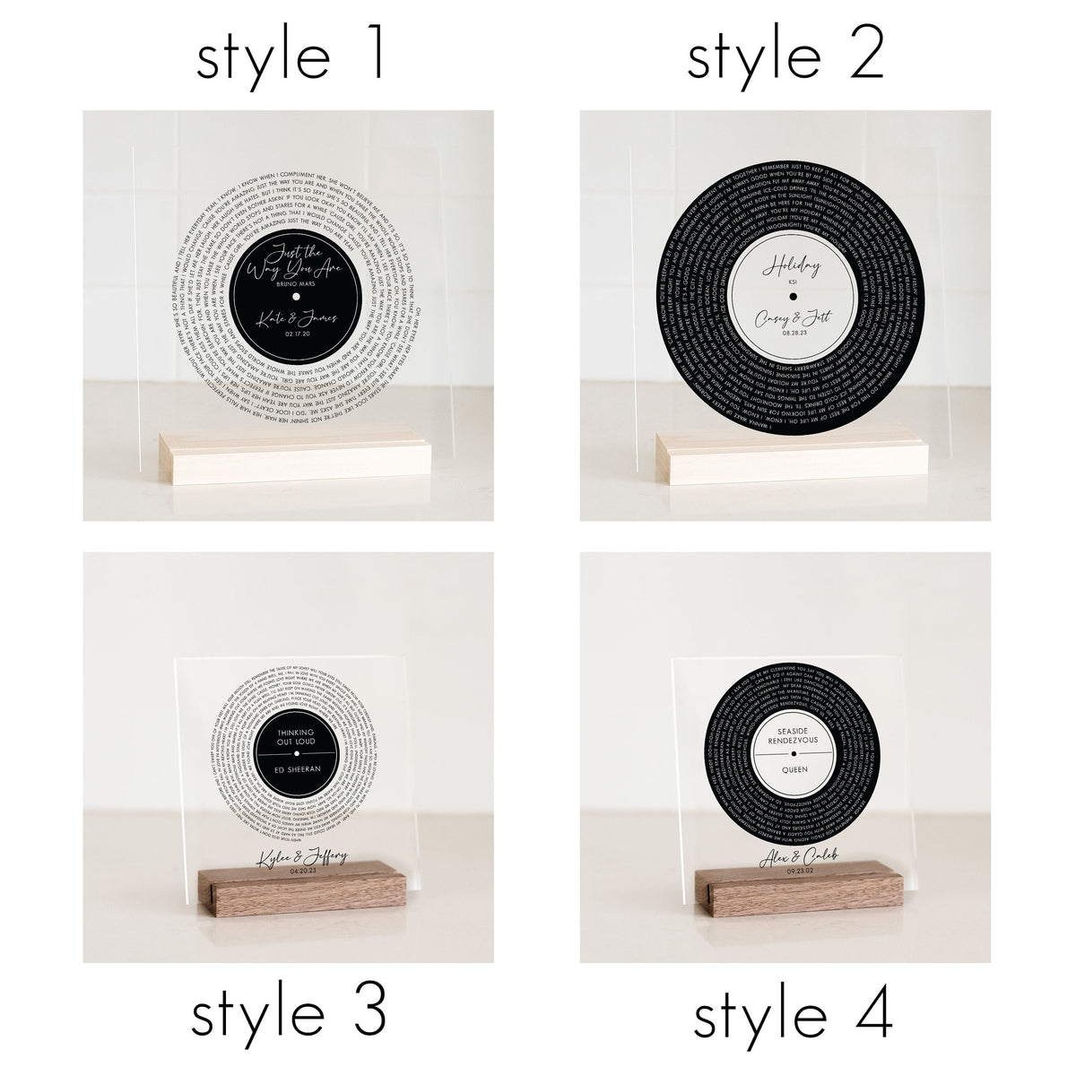 Personalized Vinyl Record Song with Lyrics on Acrylic with Wood Stand, Mother's Day Gift, Personalized Gift for Her, Wedding Song Gift