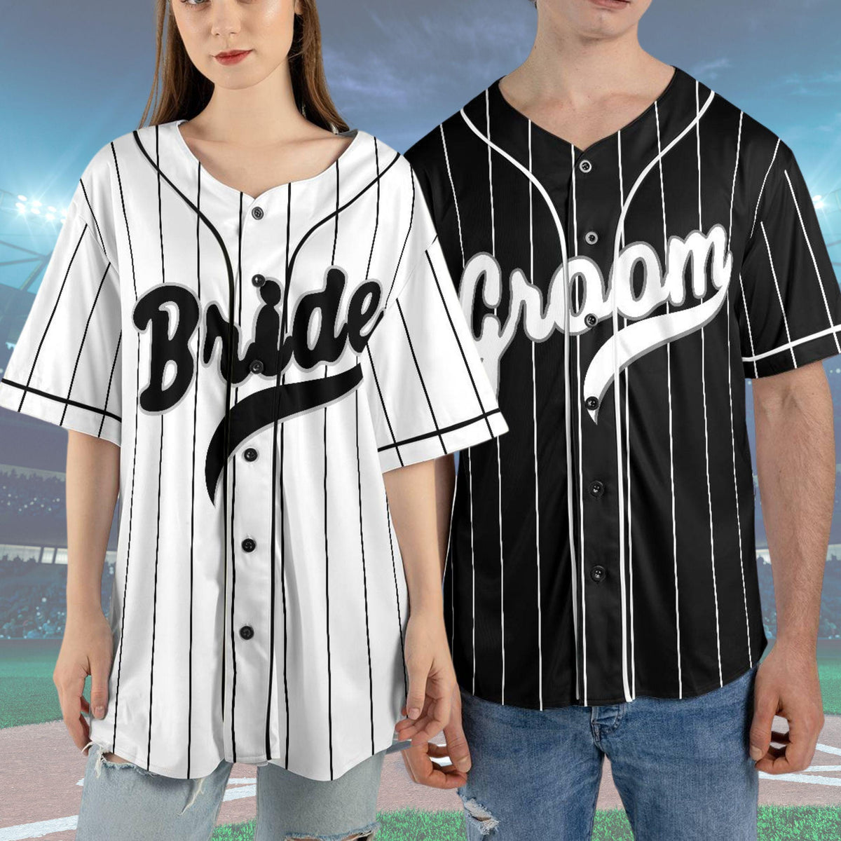 Bride and Groom Matching Baseball Jersey, Bride Groom Shirts Bride Baseball Jersey for Wedding, Honeymoon Matching Husband and Wife