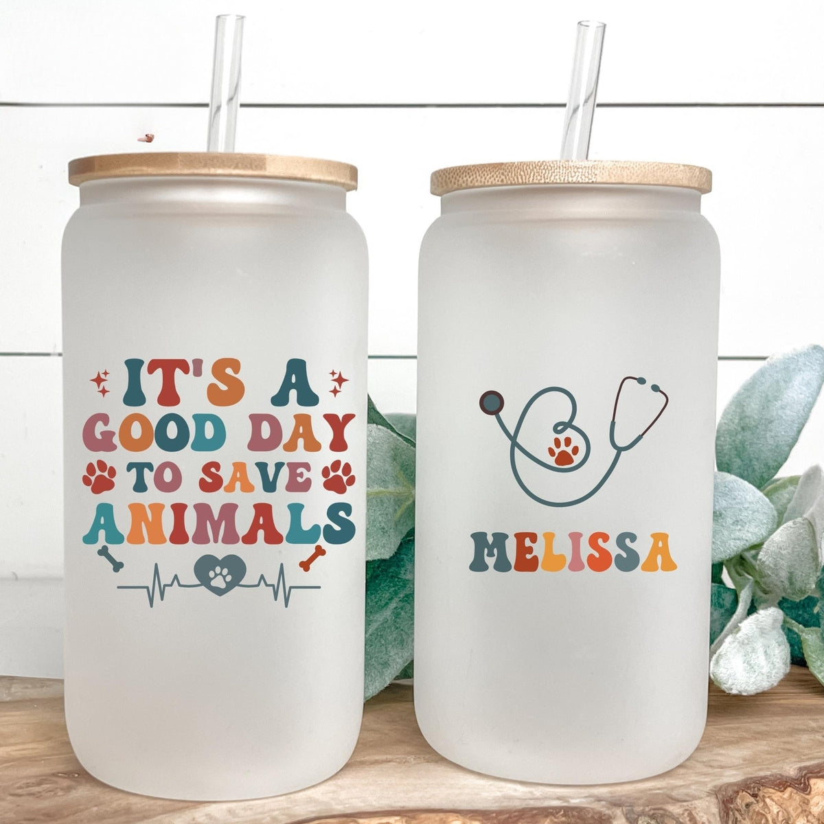 It s A Good Day To Save Animals Tumbler, Custom Vet Tech Gift For Vet Tech, Dog Cat Lovers Frosted Cup, Personalized Vet Travel Gift For Her