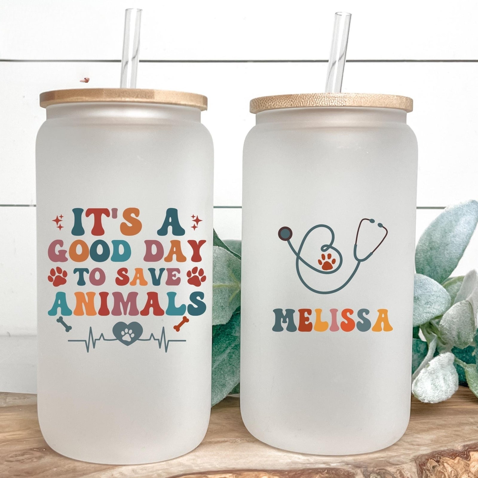 It s A Good Day To Save Animals Tumbler, Custom Vet Tech Gift For Vet Tech, Dog Cat Lovers Frosted Cup, Personalized Vet Travel Gift For Her