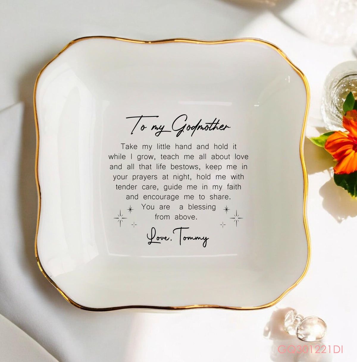 Personalized Godmother Ring Dish - Custom Gift with Sweet Message