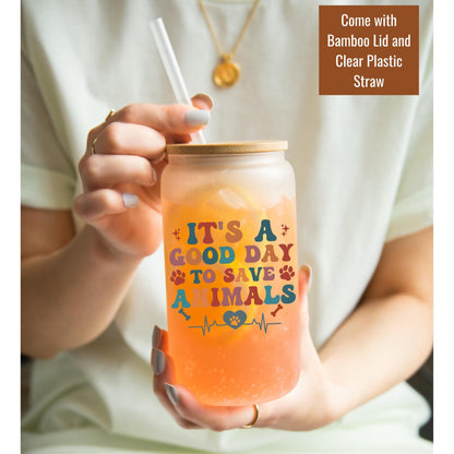 It s A Good Day To Save Animals Tumbler, Custom Vet Tech Gift For Vet Tech, Dog Cat Lovers Frosted Cup, Personalized Vet Travel Gift For Her