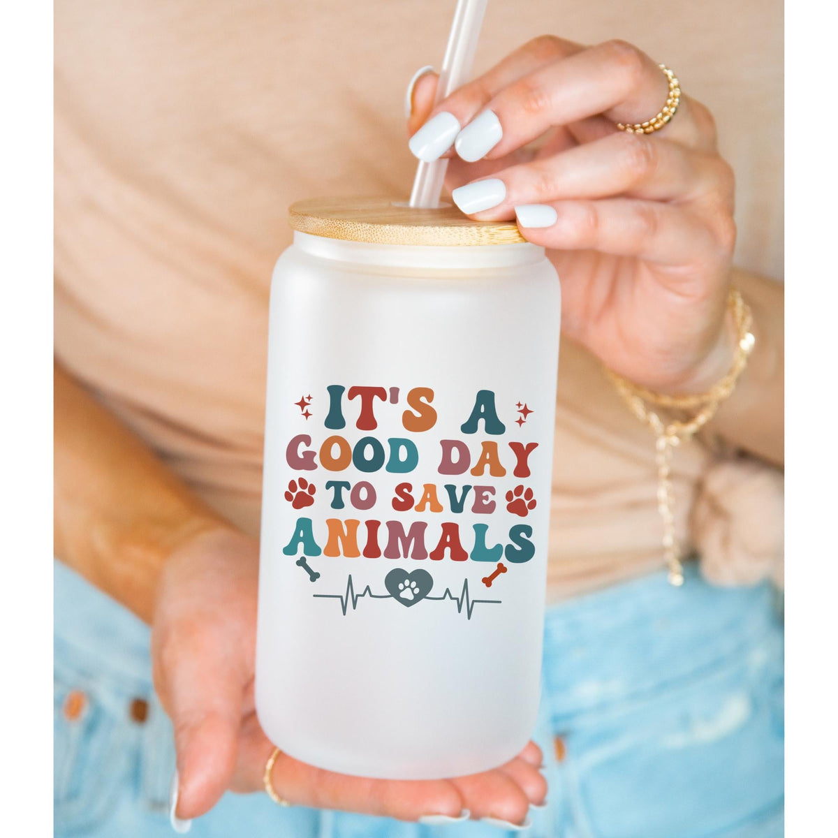 It s A Good Day To Save Animals Tumbler, Custom Vet Tech Gift For Vet Tech, Dog Cat Lovers Frosted Cup, Personalized Vet Travel Gift For Her