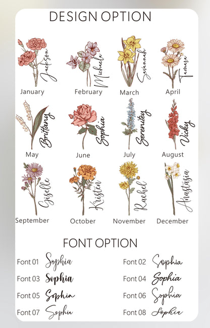 Personalized Birth Flower Tumbler With Name, Birth Flower Glass, Coffee Cup, Mothers Day, Gifts for Her , Bridesmaid Proposal, Party Favor