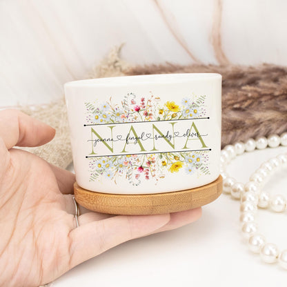 Custom Mothers Gifts,Moms Plant Pot with Birthflower,Family Name Gift, Flower Pot for Mom,Birthday Gift,Mothers Day Gift for Mom,Nana Gifts