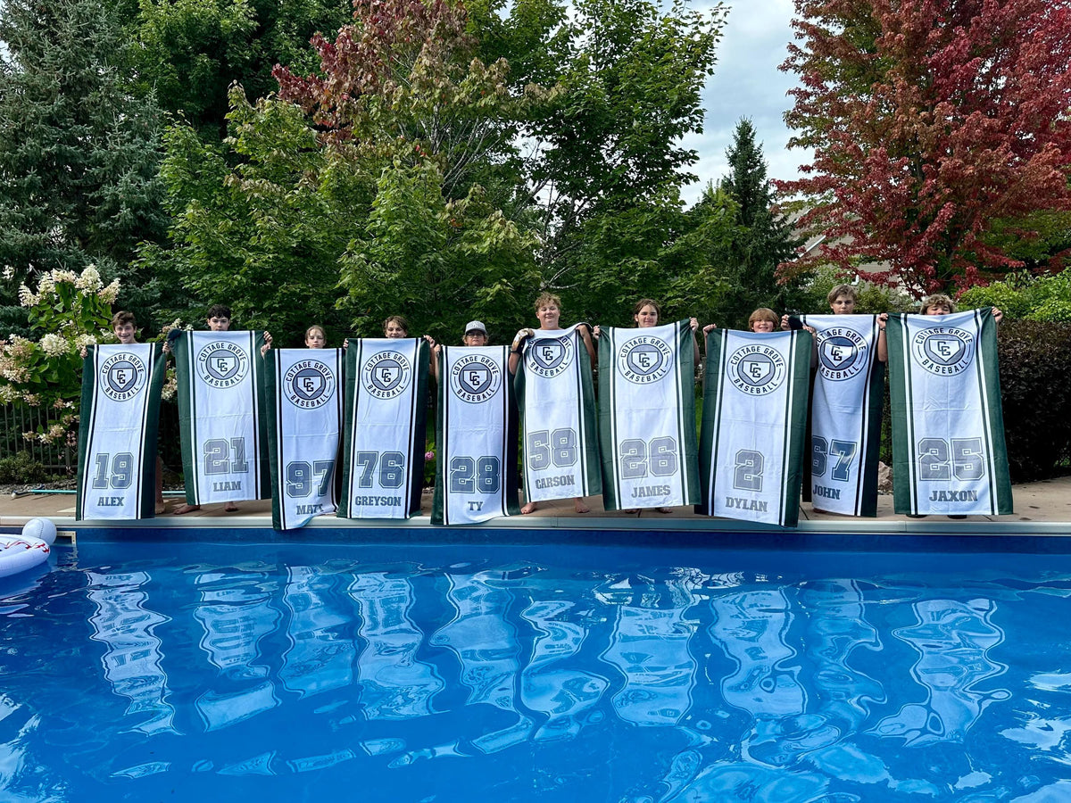 Sport Team Beach Towel, School Personalized Hockey Team Towel, Swim Team Beach Towel with Logo, Basketball Gift for Team, Senior team gift