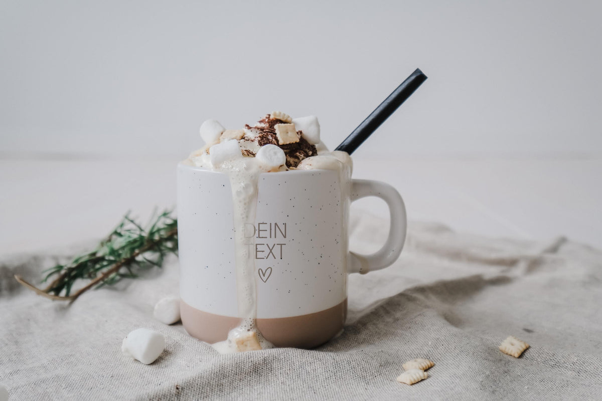 Personalized ceramic mug with your text | Stoneware mug with your own engraving | Natural and unglazed base