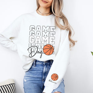Game Day Basketball Sweatshirt Custom Basketball Sweatshirt Name on Sleeve Basketball Game Day Sweatshirt Basketball Sweater Basketball Gift