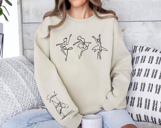 Custom Ballerina T-shirt and Sweatshirt with Personalized Name Ballet Shirt for Dancer Dance Teacher Gift Dance Mom Sweater Gift for Dancers