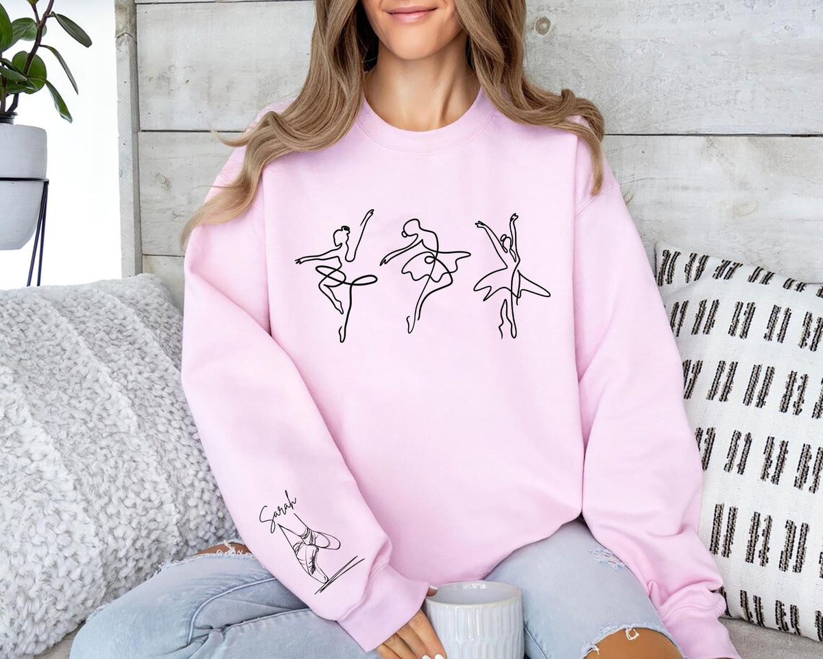 Custom Ballerina T-shirt and Sweatshirt with Personalized Name Ballet Shirt for Dancer Dance Teacher Gift Dance Mom Sweater Gift for Dancers