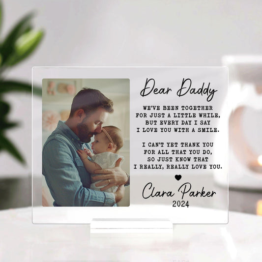 Personalized Plaque Gift For Dad From Daughter, Son, Custom Family Portrait, Dad Gift, New Baby Dad Plaque Gift, New Dad Gifts, Gift for Dad