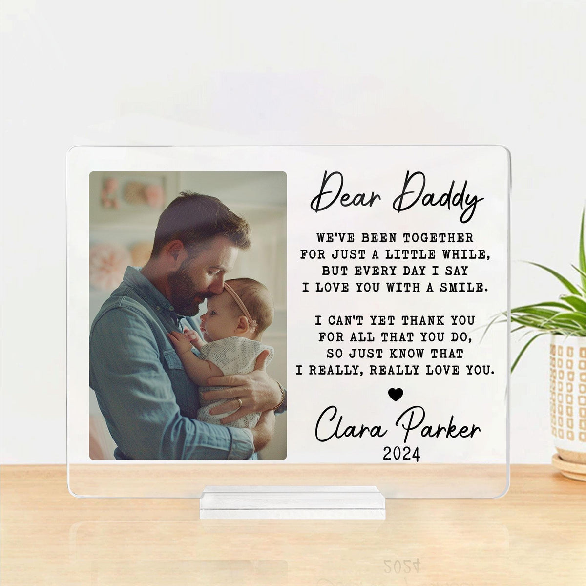 Personalized Plaque Gift For Dad From Daughter, Son, Custom Family Portrait, Dad Gift, New Baby Dad Plaque Gift, New Dad Gifts, Gift for Dad